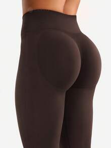 YEOREO Women's Flared Leggings Invisible Scrunch Butt Yoga Pants Bootcut Gym Yoga Workout Leggings - Black/Chocolate - View 6