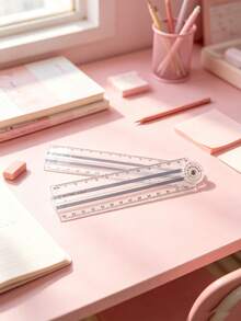 1/4pcs Multi-Color Angle Folding Ruler, Office & Study Drawing Ruler, Straight Ruler For Exams, Back To School Gift, Random Color - Multicolor - View 5