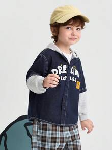 Balabala 2 In 1 Long‑Sleeve Shirt Stylish Autumn Top For Boys & Girls - Denim Dark Blue - View 2