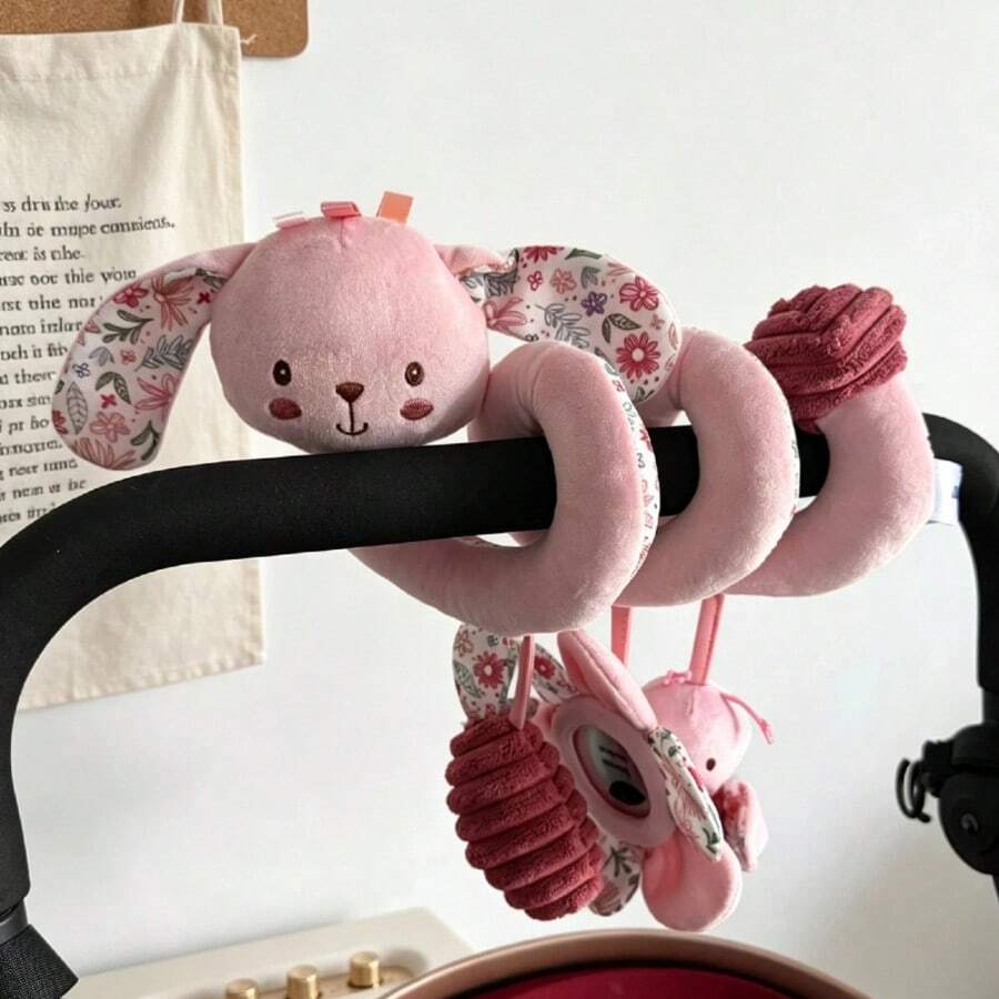 1pc Cute Plush Elephant & Rabbit Doll, Hanging Decoration For Baby Stroller, Early Educational Doll Suitable For Newborn Gift