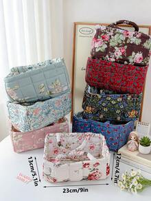 1pc Practical Patterned Storage Basket, Sundries Storage Basket, Toy Storage Basket, Laundry Basket, Lipstick, Makeup Brush And Skincare Storage Basket, Home Decor, Portable Picnic Basket - Multicolor - View 4