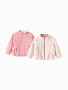 Balabala Reversible Young Girl Coat Versatile Double‑Sided Autumn Outer Top For Baby Boys & Girls - Red Hue - View 1