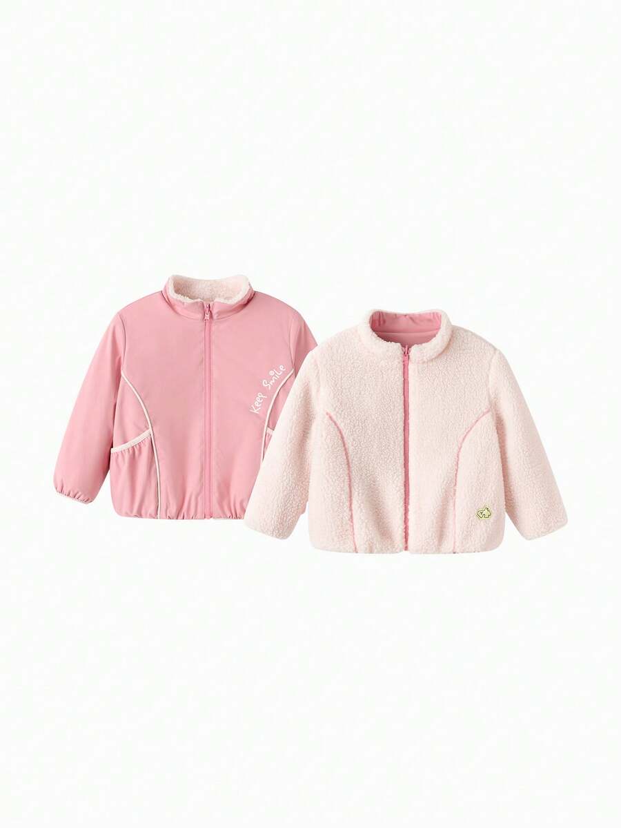 Balabala Reversible Young Girl Coat Versatile Double‑Sided Autumn Outer Top For Baby Boys & Girls - Red Hue - View 1