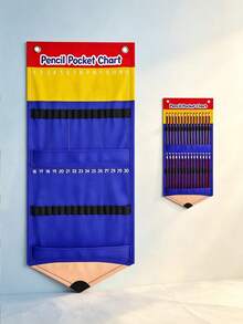 Pencil-Shaped Design Classroom & Office Storage Hanging Bag, Holds Up To 30 Pencils Each, Hanging Pencil Storage Bag, Classroom Wall-Mounted Organizer, Student Office Stationery Organizer, Suitable For Home, Classroom, Office, Library Storage - Pencils Not Included - A - View 5