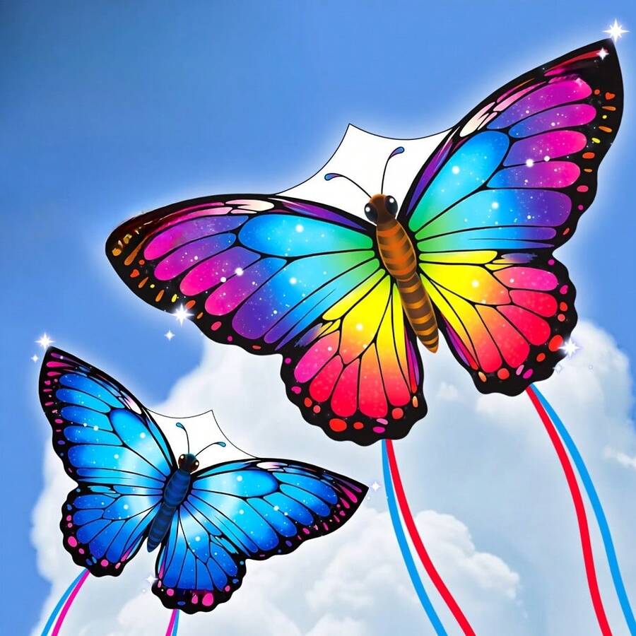 Colorful Butterfly Kite, Light Wind Easy Fly, Romantic Outdoor Gift For Her & Couples - Multicolor - View 1