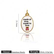 1pc 18K Gold Plated Stainless Steel Heart & Round Pendant With Italian Proverb Letter, DIY Bracelet Or Necklace Handmade Kit, Gift - Pendants - View 10