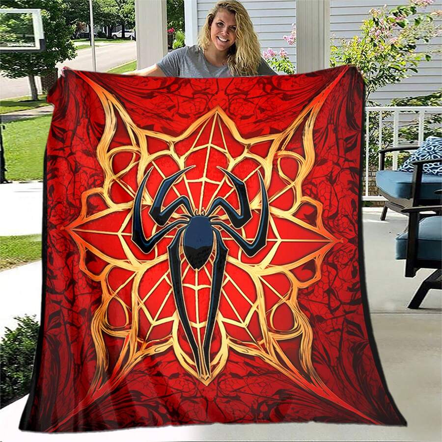 1pc Cozy Blood Spider Medal, Cool Logo Print Blanket - Lightweight ...
