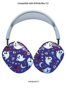 GIIPPA Glossy Hard Ear Cup Protective Cover Halloween Pattern Unisex Anti-Scratch Shell Compatible With AirPods Max 1/2 Oval Over-Ear Headphones For Daily Commute, Campus, Cafe, Travel, Picnic And Other Scenarios Matching Outfit - Violet Purple - View 1