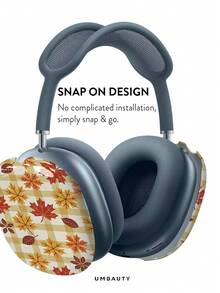 GIIPPA Glossy Hard Ear Cup Protective Cover Maple Leaf Pattern Unisex Anti-Scratch Shell Compatible With AirPods Max 1/2 Oval Over-Ear Headphones For Daily Commute, Campus, Cafe, Travel, Picnic And Other Scenarios Matching Outfit - Orange - View 3