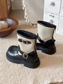 Girls' Cute Boots, Children's Mid-Calf Ankle Boots, Anti-Slip Wear-Resistant Boots - Black - View 6
