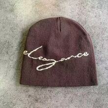 1pc Minimalist "Elegant" White Letter Knit Beanie - Versatile Fashion Accessory For Autumn/Winter - A - View 10