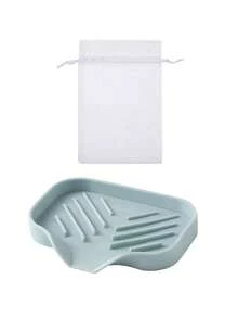 Self-Draining Silicone Soap Dish, No-Drill Wall-Mounted Soap Holder, Slanted Drainage Design For Quick Drying And No Water Accumulation, Space-Saving, Suitable For Bathroom, Kitchen, Vanity, Sink, Non-Slip Base, Gift For Homeowners And Renters - Multicolor - View 8