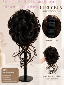 topshiny 1pc Fluffy Curly Hair Bun Hair Extension Clip, Women's Synthetic Fiber Messy Bun Hair Clip Accessory, Voluminous Back Bun, Suitable For Daily Wear And Party - Multicolor - View 12