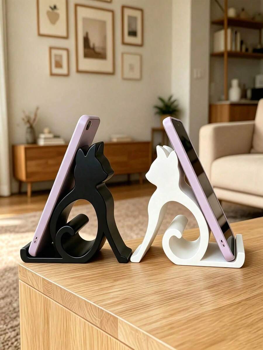1 buah Dudukan Ponsel Kucing, Cocok untuk Semua Ponsel dan Tablet, untuk di Tempat Tidur, Aksesori Ponsel Meja Universal, Dudukan Ponsel Berbentuk Kucing Lucu dengan Desain Santai Bebas Genggam, Mendukung Streaming Langsung dan Menonton Film, Hadiah Dekorasi Meja Lucu yang Sempurna - Berbagai gaya - View 1