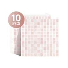 WoStick 10*10 Inch Pink Mosaic Grid Waterproof Vinyl Wallpaper, Self-Adhesive Removable Tile Sticker, Anti-Splash Textured Wall Panel For Kitchen, Bathroom, RV Home Decor Renovation - Cherry Blossom Pink Stone Texture - View 13