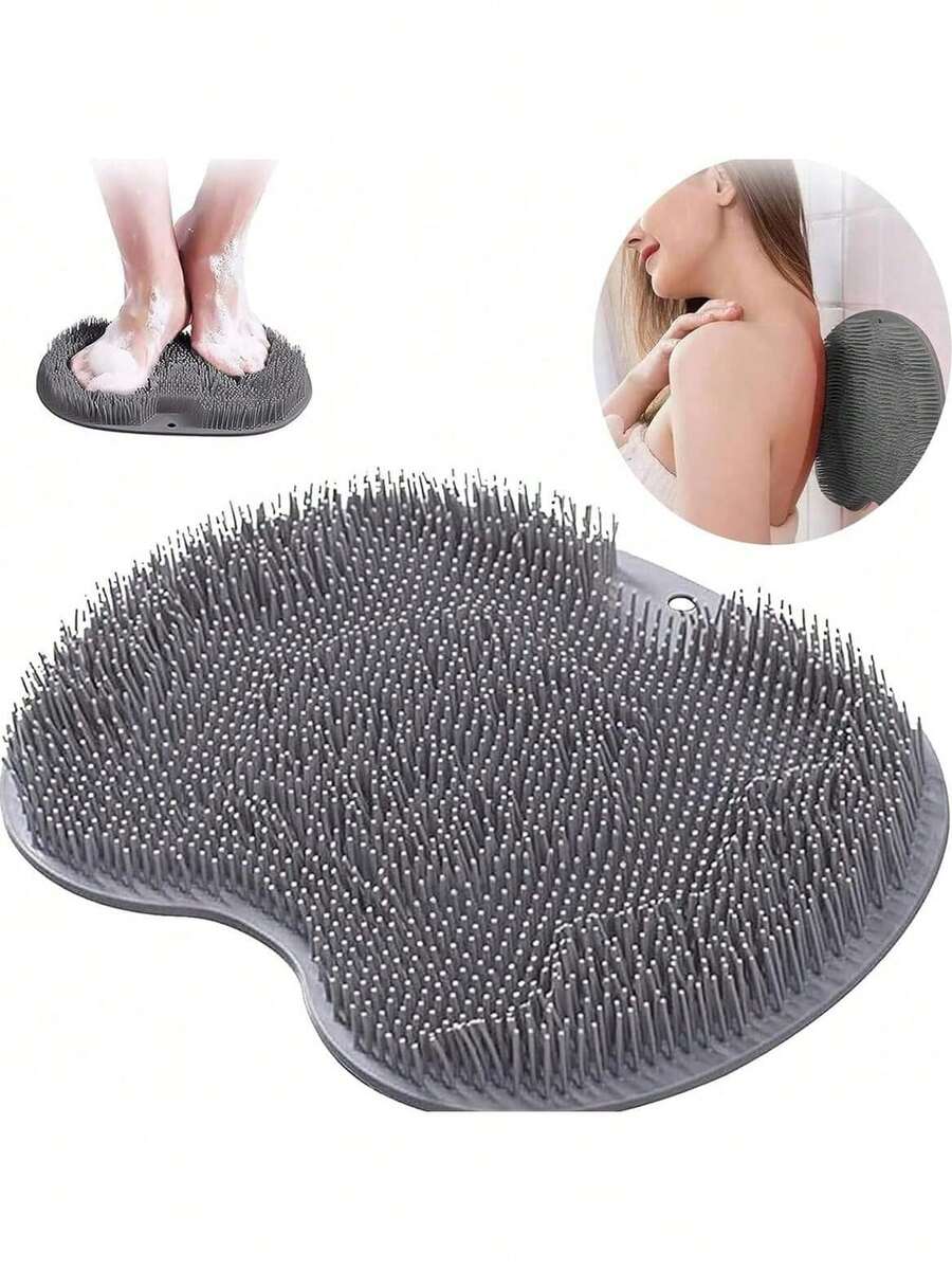 Silicone Foot Massager And Scrubbing Mat, Suitable For Bathroom Use – Can Be Used For Bathing, Back Massage, And Foot Massage. Silicone Non-Slip Mat, Bathroom Floor Mat, Home Bathroom Decor, Autumn Decor, Back To School Decor - A - View 1