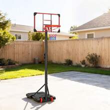 Height‑Adjustable Portable Basketball Hoop Stand, 178‑208cm Free‑Standing Basketball Net System, Mobile Basketball Goal For Outdoor Garden Backyard Driveway - Red - View 9