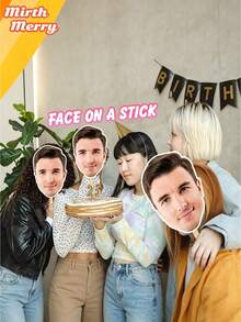 Custom Photo Mask, Personalized Wedding Portrait, Custom Big Head Hollow Portrait Stick, Custom Face Hollow Party Decoration Accessory, Upload Photo, Suitable For Birthday, Wedding, Friends, Family, Best Gift, Party, Decoration, Multi-Functional, Custom, Personalized, Unique, Bachelor Party, Birthday Party Costume, Classroom Decoration/Back To School/Party Decoration - Multicolor - View 3
