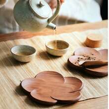 1pc Black Walnut Wood Coaster, Teapot Mat, Heat Resistant, Coffee Cup Coaster, Suitable For Dining Table Decoration, Restaurant, Kitchen, Living Room, Bohemian Style Kitchen And Living Room Decor Dining Table Coaster, Holiday Gift - Multicolor - View 2