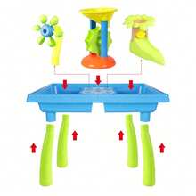 4-In-1 Sand And Water Table, Sand Box Desk With Beach Sand Water Toys, Kids Activity Play Desk For Outdoor Summer Use, Suitable For Boys And Girls [Random Accessory Colors] - Multicolor - View 7