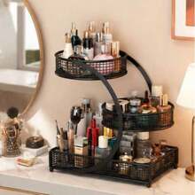 Cosmetic Storage Box Desktop Organizer Multi-Layer Skincare Organizer Vanity Shelf Bathroom Storage Rack Dorm Storage Shelf - Black - View 4