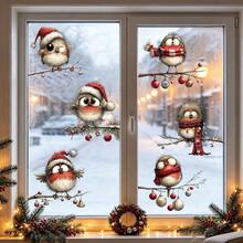 1/3 Stück süße Plüsch-Rotkehlchen-Fensteraufkleber für Weihnachten, doppelseitig aus PVC mit elektrostatischer Adsorption, geeignet für Zuhause, Büros, Feiertagspartys und Winterdekorationen. - Verschiedenfarbig - Übersicht 5