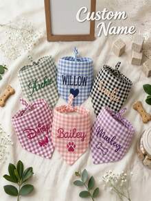 Personalized Custom Embroidered Dog Bandana: Paw Print Memorial Scarf, Pet Drool Bib, Personalized Pet Collar Accessory, Pet Decoration, Dog Lover Keepsake - Multicolor - View 1