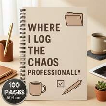 1pc Funny Spiral Round Notebook, Humorous & Witty Journal For Work And Meetings - Notebook - View 5