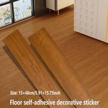 15PCS Wood Grain PVC Floor Stickers Self-Adhesive Cement Floor Direct Laying Flooring Leather Thickened Wear-Resistant Waterproof Anti-Slip Renovation Floor Stickers - Floor Stickers 15pcs - View 4