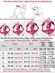Reflective Pet Harness And Leash Set, For Dogs And Cats, Secure Fit Adjustable Puppy Vest, Soft Mesh Material - Hot Pink - View 3