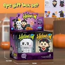6pcs Halloween Party Gift Box Set Series, Building Block Toy Set, ABS Material. Carnival 6pcs Gift Box Discount Set Available For Selection, Includes: Pumpkin, Skull, Ghost, Witch, Grim Reaper, Vampire And Other Elements, Halloween Christmas And Other Major Holiday Discount Gifts. - Multicolor - View 12