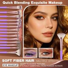 33 Pcs/1 PC Total Makeup Tool Kit, Including 18 Pcs Purple Rose‑Gold Three‑Color Makeup Brushes And 15 Pcs Makeup Accessories. Matte Frosted Handle Brings Smooth Touching Feeling, Offers Stable Grip To Prevent Slipping During Daily Makeup Operations - Multicolor - View 2