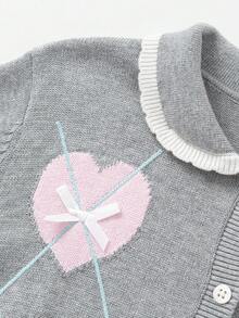 Balabala Baby Girls Knit Cardigan Soft Cozy Sweater For Spring Autumn - Medium Gray - View 6