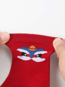 5 Pairs Kids' New Year Red Mid-Calf Socks, Spring/Autumn - Multicolor - View 4
