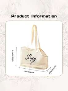 Custom Fashion Personalized Embroidered Name Pet Bag, Suitable For Small Dogs And Cats, Lace Pet Carrier Bag, Multi-Color Embroidered Letters, Handheld And Shoulder Dual-Use Travel Bag, Portable And Travel Bag, Perfect Pet Gift - Multicolor - View 9