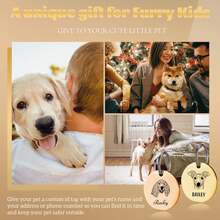 1pc Personalized Dog Portrait Tag - Customizable Round Logo And Number Engraved Cat/Dog Collar Tag - Silver-new - View 6