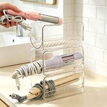 1/2pcs Stackable PET Curling Iron Storage Rack Hair Styling Tool Organizer - Clear - View 4