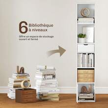 Boekenkast, boekenplank, opbergmeubel met lade, kast, open vakken, 30 x 24 x 158 cm, wit - A - Bekijken 6