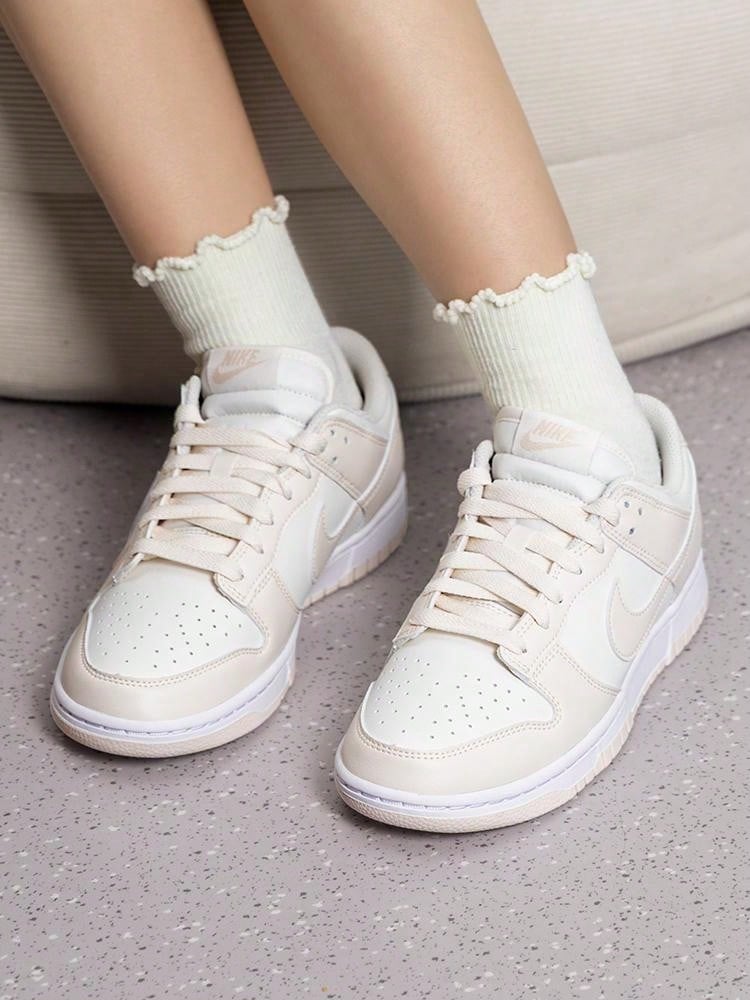 Women's W NIKE DUNK LOW 26 Summer New Light Color Leather Low-Top Casual Skate Shoes IM6572-105 - Canvas White/Pink White/White - View 1