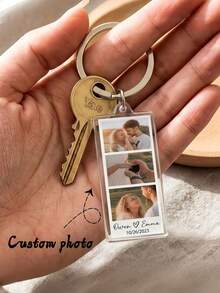 1pc Personalized Photo Keychain, Customized Acrylic Couple Keychain, Anniversary Gift For Boyfriend/Girlfriend - Multicolor - View 2