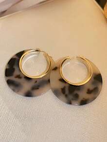 1 Pair Minimalist Fashion Synthetic Resin Leopard Print Geometric Hoop Earrings Suitable For Women Party And Gathering - Multicolor - View 7