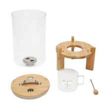 YUNRUX 7.5L/1.98Gal Glass Bamboo Cereal Dispenser, Silicone Sealed Grain Storage Container With Built‑In Thermometer & Measuring Cup - Clear - View 8