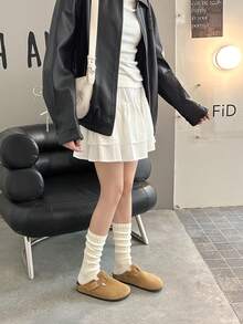 1 Pair White Pure Fresh Style Women's Mid-Calf Socks, Cute Daily Wear Fashion - White - View 7