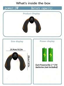 Battery Powered/Battery Pack Hip Adhesive Massager, Hip Training Massager, Body Massager - Black - View 7