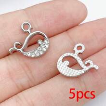 5/20pcs Silvery Ocean Charms Rhinestone Shell Starfish Mermaid Tail Dolphin Jellyfish Pendant For DIY Bracelet Necklace Jewelry Making Findings - Multicolor - View 10