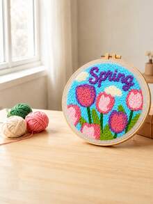 個性化花卉刺繡圈，DIY 戳戳繡刺繡套件，客製化文字毛線藝術，手工藝裝飾，彩色花卉牆飾，獨特生日禮物，居家房間裝飾，創造您自己的手工藝術品 - 彩色 - 查看 5