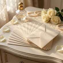 10/20/50pcs Cream-Colored Tree Pattern Thickened Stiff Special Paper Envelopes Without White Edges, Suitable For Wedding Invitations, Holiday Invitations, Birthday Greetings, Daily Gifts And More Occasions, Gentle And Elegant - View 1
