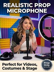 1pc Microphone Prop, Lightweight Plastic Simulated Microphone Model, Suitable For Stage Performance, Party Decoration, Photography Prop And Cosplay Costume Accessory - View 4