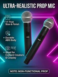 1pc Microphone Prop, Lightweight Plastic Simulated Microphone Model, Suitable For Stage Performance, Party Decoration, Photography Prop And Cosplay Costume Accessory - View 1