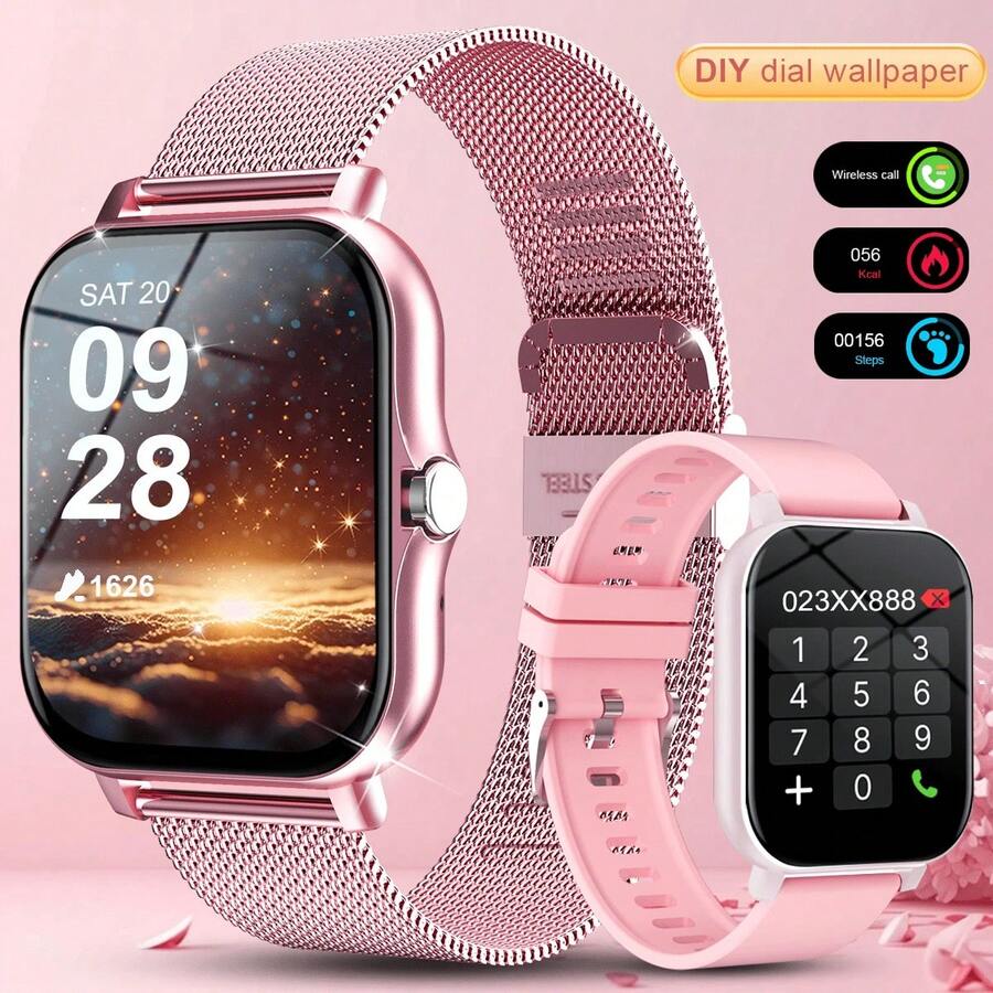 1.83" Dual Strap Smart Watch - HD Display, Wireless Calling, Customizable Wallpaper. Fitness Tracking, Reminders, Music Control. Fashionable Choice!